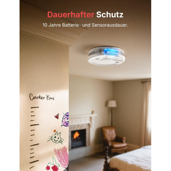 Датчик диму X-Sense з батареєю на 10 років, 6 шт., білий. Магнітне кріплення, без LED-індикації, кнопка тестування/вимкнення. Ультратонкий XS0G-SN