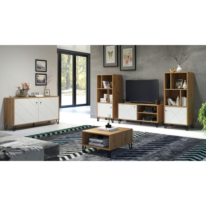 Тренттим Смарт Лівінг - Тумба з 2 дверцятами та 4 відділеннями, Artisan Eiche/Weiß, 60 x 37 x 60 см