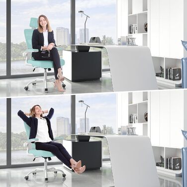 Офісний стіл Naspauluro: ергономічне крісло з регульованою підголовником, підлокітниками та підтримкою попереку. Дихаюча сітчаста спинка для дому та офісу.