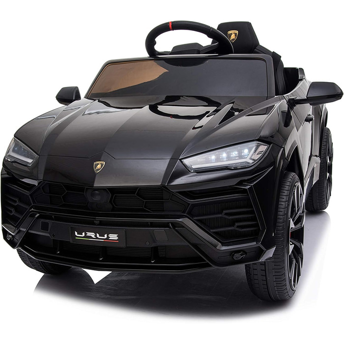 Дитячий електромобіль FINOOS Lamborghini Urus з оригінальною ліцензією, 12V акумулятор, вертикальні двері, 2 мотори, радіоуправління, чорний, для дітей 1-4 років