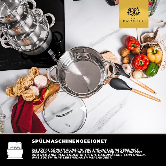 Нержавіюча каструля Karl Hausmann 6L з кришкою (26 см) - для всіх плит, включаючи індукційні