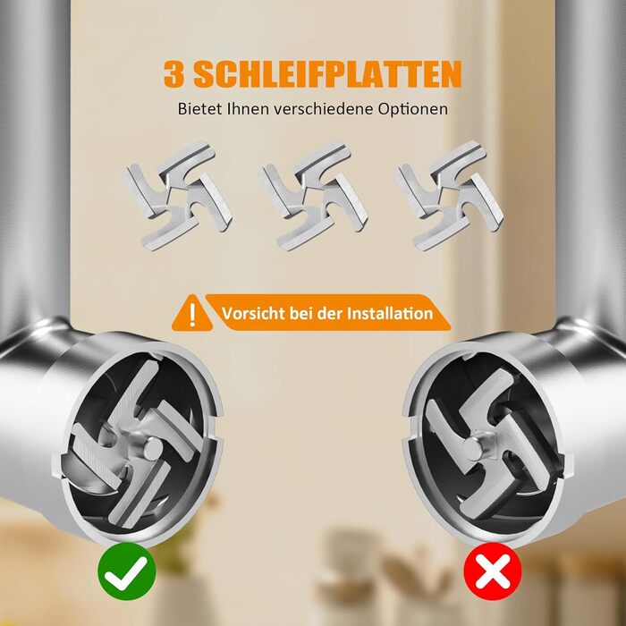 Електричний м'ясорубка STANEW Fleischwolf 3 в 1: м'ясорубка, машина для куббе та ковбас, нержавіюча сталь, 3,5 кг/хв, 3500 Вт