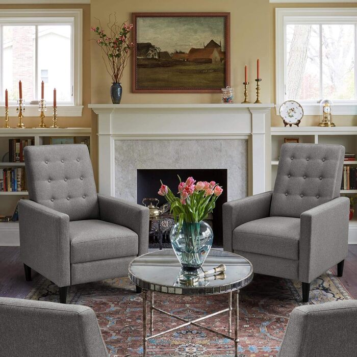 Крісло-релакс Yaheetech для телевізора, регульоване, сіре, з тканини льон