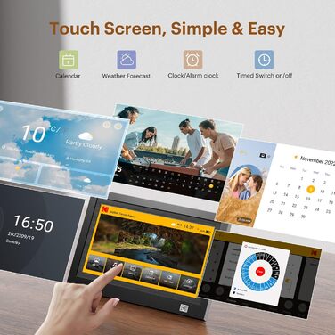 Цифровий фоторамка Kodak 10.1 дюйма з IPS-екраном, підтримкою USB/SD, відтворення фото/музики/відео, календарем та будильником, з пультом дистанційного керування (Чорний)