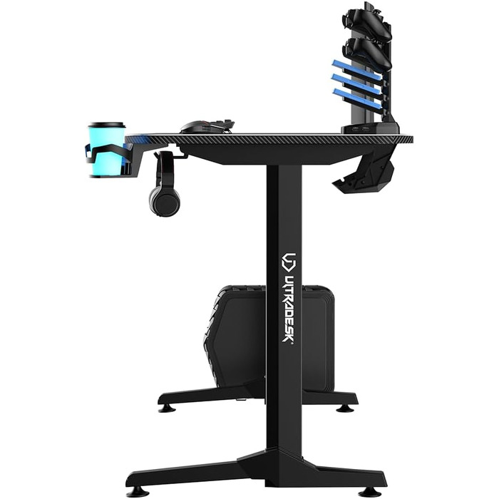 Ігровий стіл ULTRADESK FRAG V3 140x60 см, чорний, сталевий каркас, для 2 моніторів, аксесуари в комплекті