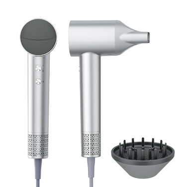 Фен для волосся Healthkeep з негативними іонами, 1600 Вт, високошвидкісний мотор 10 000 об/хв, 2 дифузори, низький рівень шуму (<78 дБ), швидке сушіння