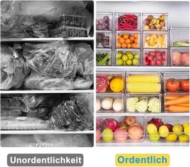 Набір контейнерів для холодильника 14шт. з кришкою та підставкою для посуду, прозорі, стекувальні. Організація та зберігання в холодильнику