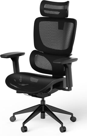 Офісне крісло Ergolutions Senta FX Mesh - ергономічне, з регульованою 3D підголівником, сітчасте, дихаюче, для великих людей, 7 років гарантії, сертифіковане BIFMA, висота сидіння 53-62 см