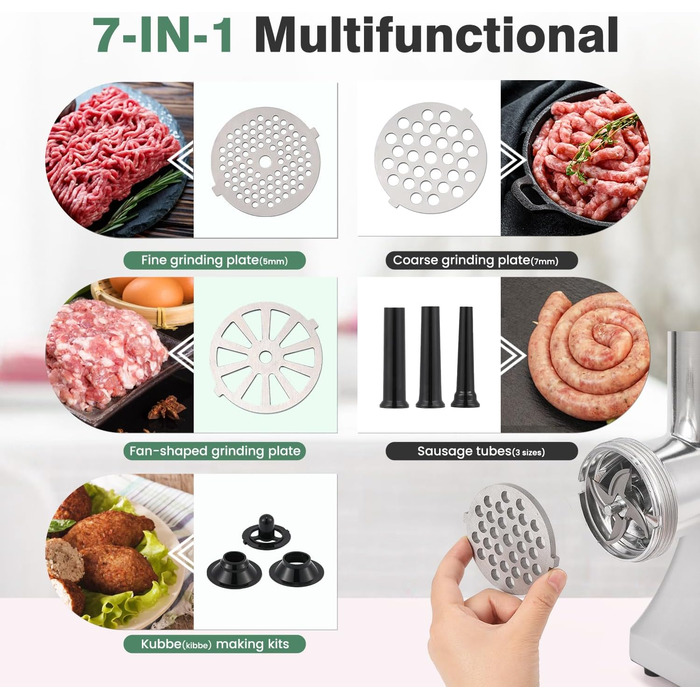 Електрична м'ясоподрібнювач Huanyu 2800W з насадкою для ковбас - багатофункціональна кухонна машина для дому та професійного використання