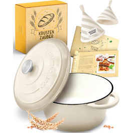 Форма для випікання хліба з чавуну з кришкою Krustenzauber - 28 см, 4.7л, кремовий колір