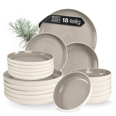 Набір посуду Moritz & Moritz Cavo Stone 18 предметів для 6 осіб - Сучасний сервіз з каменю, комплект тарілок та мисок, кавовий сервіз