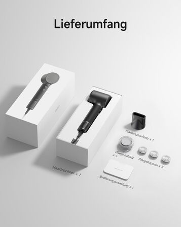 Фен для волосся Laifen Neo Special з безщітковим двигуном 110 000 об/хв, іонізацією 200 млн негативних іонів та інтелектуальним контролем температури, 2 магнітні насадки, колір Starlight Black