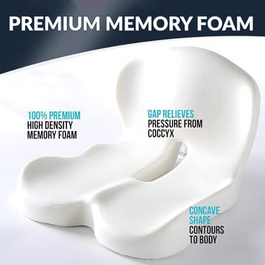 Ортопедична подушка для сидіння зі спинкою: підтримка боків та комфорт. Підходить для офісного крісла та авто. Ергономічна, для офісу та автомобіля, для полегшення болю в куприку.