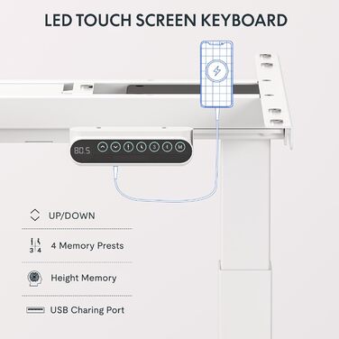 Стол робочий електричний регульований по висоті FLEXISPOT E6, 160 кг, USB, LED дисплей, телескопічна база