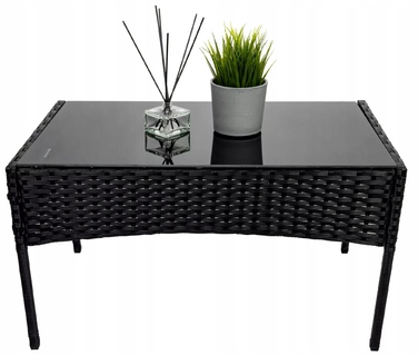 Комплект садових меблів Rino з ротанга, чорний, 7 предметів