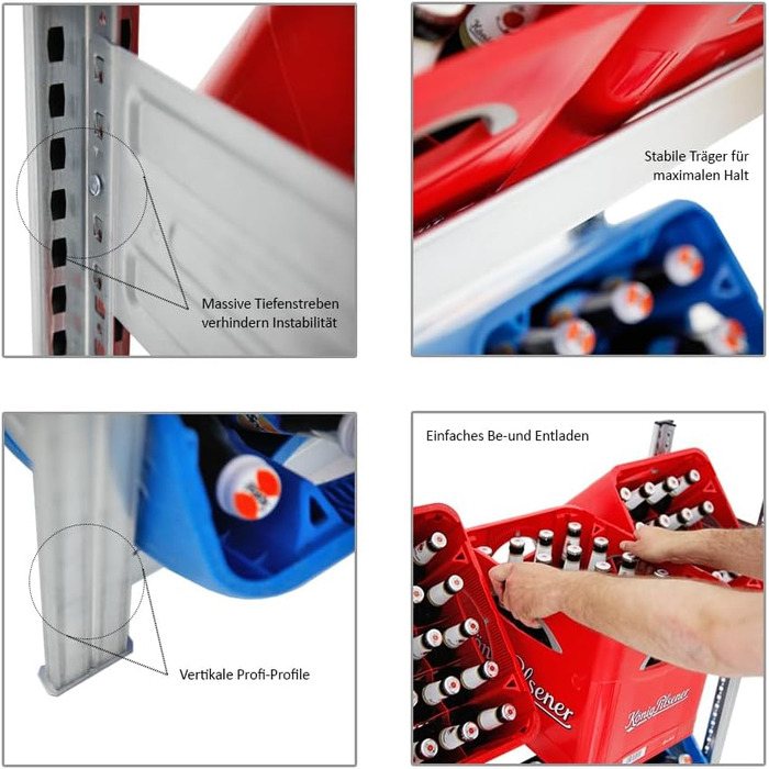 Стеляжка для ящиків та шин PROREGAL CHIEMSEE TIRE, німецька якість, 200x136x43,5 см, 3 ящики + 4 шини + 2 дошки