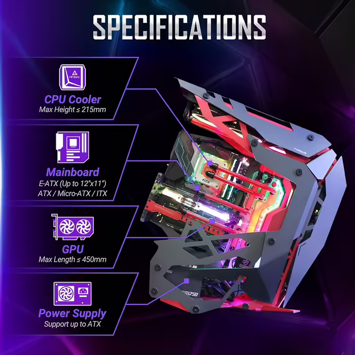 Ігровий корпус Antec Torque Midi-Tower чорний/червоний, алюмінієвий, підтримка ATX/EATX/ITX/Micro ATX