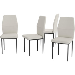 Стілець для їдальні GOLDFAN (4 шт.) з льоновим покриттям, сірий (бежевий). Сучасний кухонний стілець, м'який, з металевими ніжками. Підходить для вітальні та кухні.