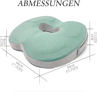 Ортопедична антидекубітативна подушка-кіль (донат) від гемороїду, простатиту та болю в копчику та спині, ергономічна сидіння для дому та офісу (Зелена)