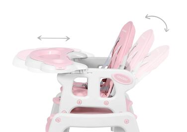 Дитячий стільчик Ricokids Sinco 5в1 - регульований, з функцією гойдання, рожевий