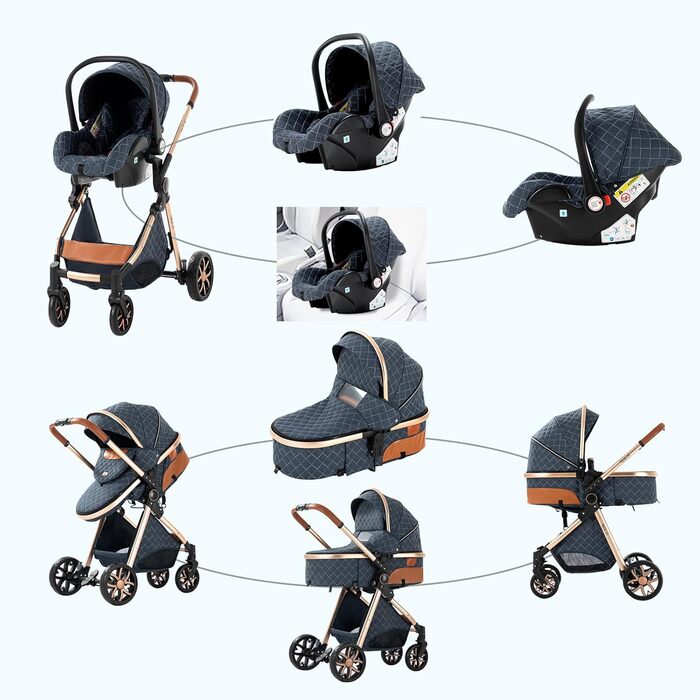 Дитяча коляска MoLi 3 в 1 V9 Dark Grey: комплект, обертовий ручки, люлька, прогулянкова, шасі з алюмінію, складна, великий розмір