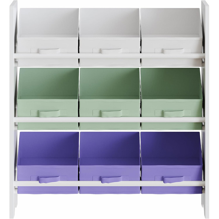 Полиця для дитячої кімнати en.casa Boiro з 9 коробками для іграшок, 60 x 62 x 30 см, Aqua Dream-Motiv