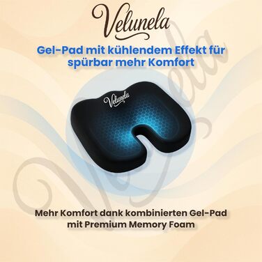 Гелеве сидіння з піною Memory Foam, сертифіковане IGR – ергономічна подушка для офісу, авто та дому (чорний)