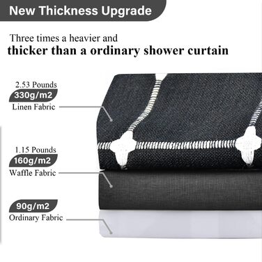 Шторка для душу сіро-зеленого кольору - сільський бохо-сучасний стиль, тканина льон, для ванної кімнати, вінтажний стиль, міцна, комплект зі бахромою, стильна богемна шторка для душу, 48x72 дюйми (121.9 x 182.9 см, 1 шт., чорний)