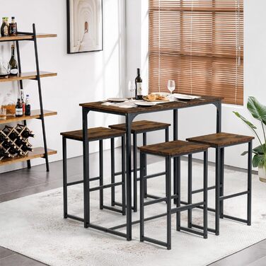 Набір кухонних меблів: стіл та 4 табурети (колір: коричневий)