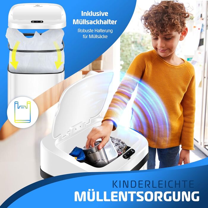Сміттєве відро KESSER® Sensor з датчиком руху, 30 л, нержавіюча сталь, з м'яким закриттям кришки та LCD-дисплеєм