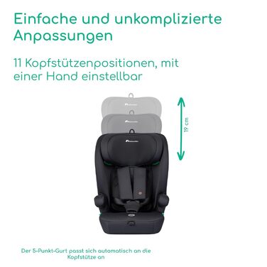 Автокрісло Bebeconfort Ever i-Safe 9-36 кг, 15 міс. - 12 років, 76-150 см, R129, захист від бокового удару, 11 положень підголівника, інтегровані підлокітники, Full Black