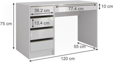 Туалетний столик Vicco Херес, білий/золотий, 120 см, без дзеркала