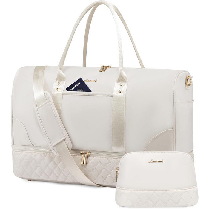 Сумка-мішок LOVEVOOK для жінок, 40л, 2 шт. (бежевий & хакі), з відділенням для взуття та мокрих речей, для подорожей, спортзалу, Gym, Yoga, ручна поклажа