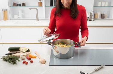 Каструля Lagostina Tempra з нержавіючої сталі 18/10 з кришкою з термостійкого скла, Ø 18 см, з технологією Lagotherm та силіконовими ручками