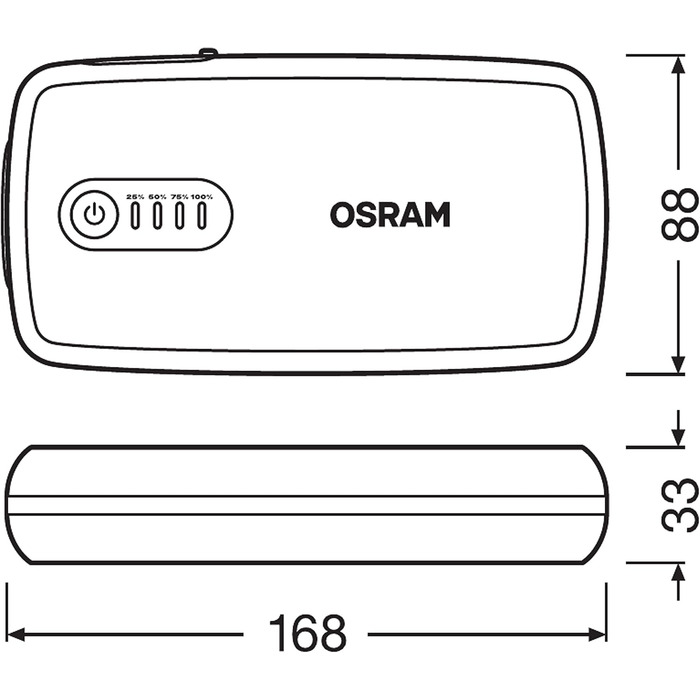 Osram BATTERYstart 400: Літієвий пусковий пристрій 2000A 12V з Powerbank, для бензинових та дизельних двигунів до 8L/4L, 16800mAh
