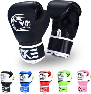 Дитячі боксерські рукавички CKE для дітей, хлопчиків, дівчаток, хлопчиків, підлітків, малюків у віці 5-12 років, тренувальні рукавички для боксерської груші, кікбоксингу, Муай Тай (повністю чорні)