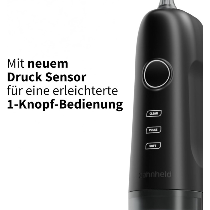 Munddusche AQUADENT A2 | Бездротова | Для дому та в дорогу | Water Flosser | Ефективне очищення міжзубного простору | 3 програми | Чорний