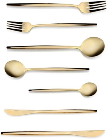 Набір столових приборів Karaca Elegance (84 шт.) з нержавіючої сталі, для посудомийної машини, Orion Gold