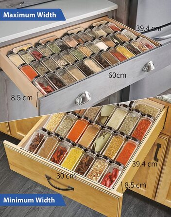 Висувний ящик для спецій JESIFFY від 30 см до 60 см, висувний ящик для спецій, підставка для спецій, ящик для зберігання спецій.