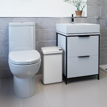 Сміттєве відро iTouchless з датчиком, 15 л, з фільтром AbsorbX, автоматичне, з нержавіючої сталі, білий перламутровий
