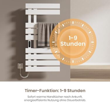 Електричний рушникосушар EMKE з Wi-Fi, 1000x500 мм, 320W, чорний (правий)