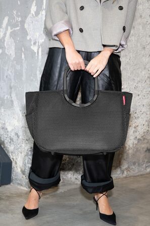 Сумка Reisenthel Loopshopper L – містка, з відділеннями, з перероблених PET-пляшок, золотий (Mesh Black)