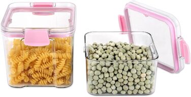 Банки для зберігання харчових продуктів без вмісту BPA набір 5 розмірів 3 кольори пластикові банки для спецій герметичні банки для зберігання, колір рожевий, 5 шт.