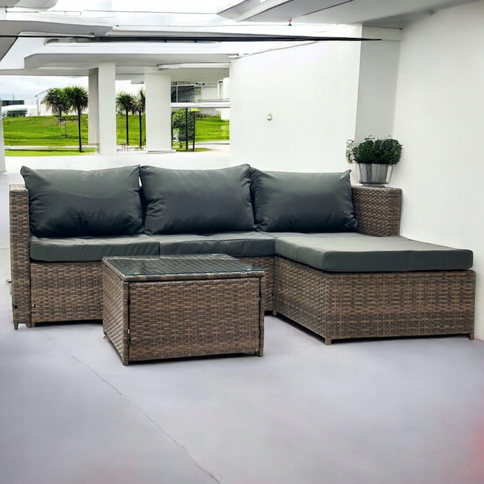 Двосторонній садовий кутовий диван SFS066 MTG, комплект садових меблів, коричневий