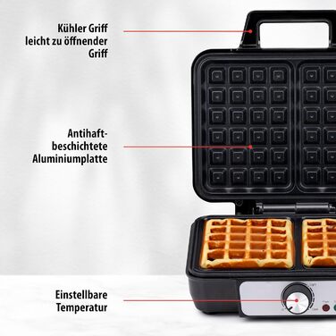 Вафельниця Alpina на 2 вафлі 1000W чорна