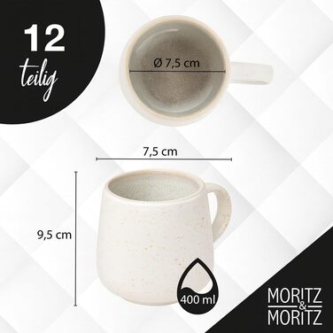 Набір посуду Moritz & Moritz SOLID UNI на 6 осіб (24 елементи) - сучасний набір посуду з каменю, безпечний для мікрохвильової печі та посудомийної машини, сервіз на 6 осіб (кремовий)