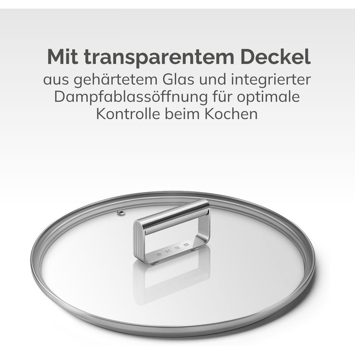 Скляна кришка Smeg CKFL3001 із загартованого скла, діаметром 30 см, з ручкою з нержавіючої сталі та випускним клапаном для пари