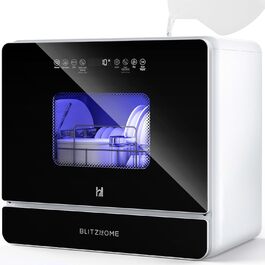 Міні посудомийна машина BLITZHOME з сенсорним керуванням, 9 програм, портативна для кемпінгу, 5.2L, з/без підключення до води, сушка, відкладений старт