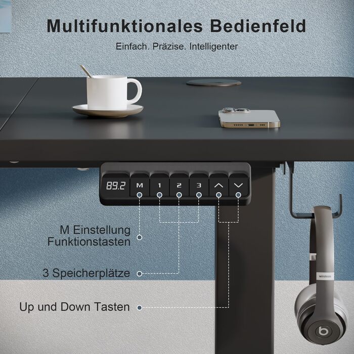 Регульований стіл, електричний, ергономічний, для дому та офісу, білий (150 x 60 см)