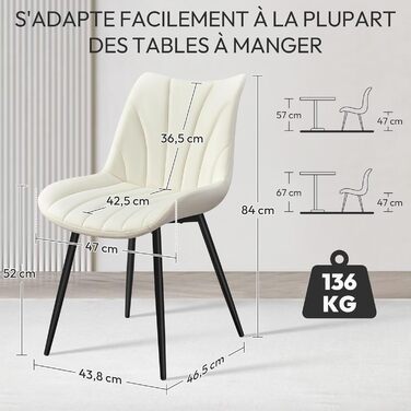 Набір обідніх стільців Yaheetech, 2 шт. з м'яким сидінням з велюру та металевими ніжками, для кухні, вітальні, обідньої кімнати, до 150 кг